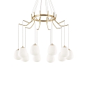 Pendant luminaire KAROUSEL, 10 flames, � 82.5cm, incl. G9 3.2W 3000K, satined brass / white