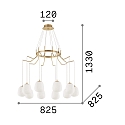 Ideal Lux Pendant luminaire KAROUSEL, 10 flames, � 82.5cm, incl. G9 3.2W 3000K, satined brass / white