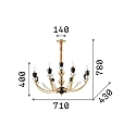 Ideal Lux Chandelier VANITY, 8 flames, � 71cm, E14, gold / chrystal glass / black