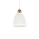 Pendant luminaire LUGANO-1, � 18cm, 1 flame, E27, burnished metal / white  ceramics