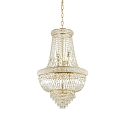 Pendant luminaire DUBAI, 10 flames, � 52cm, E14, metal / refined chrystal, brass