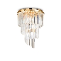 Ceiling luminaire CARLTON, 12 flames, � 50cm, E14, with octagon chains and chrystal rods, gold
