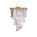 Pendant luminaire CARLTON, 12 flames, � 50cm, E14, with octagon chains and chrystal rods, gold