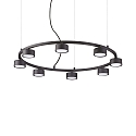 Pendant luminaire MINOR ROUND, 8 flames, � 76.5cm, incl. GX53 7W 3000K, black