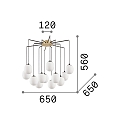 Ideal Lux Pendant luminaire RHAPSODY, 12 flames, � 65cm, incl. G9 3.2W 3000K, brass