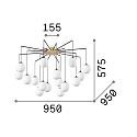 Ideal Lux Pendant luminaire RHAPSODY, 16 flames, � 95cm, incl. G9 3.2W 3000K, brass
