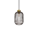 Pendant luminaire MINT-1, � 14cm, E27, smoked glass / brass satin