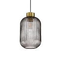 Pendant luminaire MINT-3, � 24cm, E27, smoked glass / brass satin