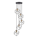 Pendant luminaire ICE, 5 flames, � 50cm, E27, black / brass satin
