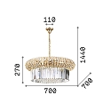 Ideal Lux Pendant luminaire NABUCCO, 18 flames, � 70cm, E14, gold / clear chrystals