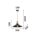 Pendant luminaire ERIS-4, E27, metal / details in satined gold / fabric coated cable