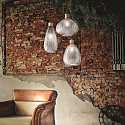 Ideal Lux Pendant luminaire BERGEN 1, � 24cm / H 32cm, E27, smoked relief glass / wood / black