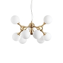 Pendant luminaire NODI, 9 flames, � 80cm, E14, connector rotatable, brushed brass / white