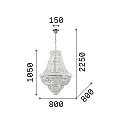 Ideal Lux Pendant luminaire DUBAI, 24 flames,  � 80cm, E14, metal / refined chrystal, brass