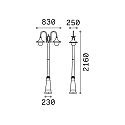 Ideal Lux Outdoor floor luminaire CIMA, IP43, height 216cm, 2x E27 max. 60W, aluminium / acrylic, coffee