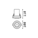 Ideal Lux Recessed LED spot NOVA, IP20, 12W 3000K 1000lm 38�, adjustable, black