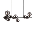 Pendant luminaire PERLAGE, HORIZONTAL, 6-flame, incl. 6x LED G9 3W 3000K, black / chrome glass