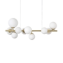 Pendant luminaire PERLAGE, HORIZONTAL, 6-flame, incl. 6x LED G9 3W 3000K, satined brass / white