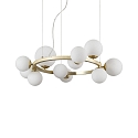 Pendant luminaire PERLAGE, ROUND, � 73cm, 11-flame, incl. 11x LED G9 3W 3000K, satined brass / white
