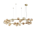 pendant luminaire PERLAGE 30 flames G9 IP20, amber, satined brass dimmable
