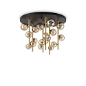 ceiling luminaire PERLAGE 18 flames G9 IP20, amber, satined brass dimmable