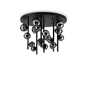 ceiling luminaire PERLAGE 18 flames G9 IP20, smoky colour, black matt dimmable