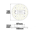 ISOLED LED Conversion board, � 16cm, 100-277V AC, 12W 3000K 1600lm 120�, with magnet, incl. pre-installed Trafo