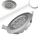 Recessed LED spot, prismatic, ultraflat, � 11.4cm, 15W 4200K 1120lm 72�, swivelling, dimmable, silver