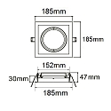 ISOLED recessed mounting frame AR111, angular, swivelling, incl. fastening ring, die-cast aluminium, 1-flame