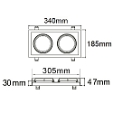 ISOLED recessed mounting frame AR111, angular, swivelling, incl. fastening ring, die-cast aluminium, 2-flames