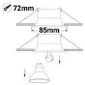 recessed mounting frame for GU10 / MR16, set back, IP54, round, � 8.5cm, with glass lens, excl. lamps, white