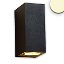 Outdoor wall luminaire Up&Down, IP54, angular, 2x GU10, excl. lamps, aluminium, sand black