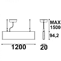 LED hanging lamp Linear Up+Down 1200, IP40, prismatic, linear connectable, 40W 3000K 2550+750lm 2x120�, black
