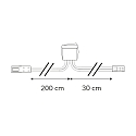ISOLED MiniAMP recessed switch on/off, female-socket and male-plug, 30cm+200cm, 2 poles, white, max. 5A