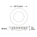 Recessed LED luminaire LUNA MiniAMP, indirect lightbeam, � 7.5cm, 24V DC, dimmable, aluminium, white, 4W 2700K 175lm 120�