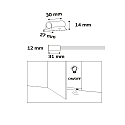 ISOLED MiniAMP contact-sensor, round, IP20, recesses + surface mount, 12-24V DC, 3A, with 2x 150cm white cable, chrome