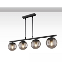 pendant luminaire SMOKY GLASS 4 flames, round E27 IP20, black dimmable