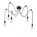 pendant luminaire SPIDER 1 5 flames, round, without shade E27 IP20, black dimmable