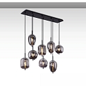 pendant luminaire SMOKY GLASS 8 flames E27 IP20, black dimmable