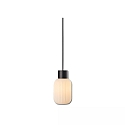 pendant luminaire INFINITY WHITE GLASS SMALL ribbed, with open cable, 2-pole E27 IP20, black dimmable