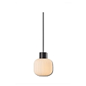 pendant luminaire INFINITY WHITE GLASS ROUND ribbed, with open cable, 2-pole E27 IP20, black dimmable