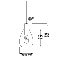 ISOLED pendant luminaire INFINITY SMOKY GLASS with open cable, 2-pole E27 IP20, black dimmable