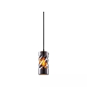 pendant luminaire INFINITY SMOKY CURLED GLASS cylindrical, with open cable, 2-pole E27 IP20, black dimmable