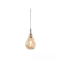 pendant luminaire INFINITY AMBER GLASS with open cable, 2-pole E14 IP20, chrome, glossy dimmable
