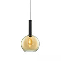 pendant luminaire INFINITY AMBER ROUND GLASS 25CM round E27 IP20, amber, black dimmable