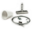 3-phase CLASSIC - rope suspension (1 pc.) for tracks, surface mount with counterpiece incl. canopy and steel rope 200cm