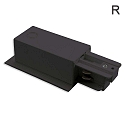 3-phase CLASSIC - side power feed, recessed mount, N-conductor left, predective connector right, black