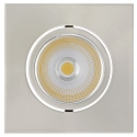 Recessed LED spot 5068Q ECO FLAT, square, 350mA, 8W 3000K 700lm 38�, swivelling, dimmable, brushed nickel