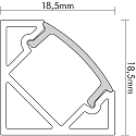 Aluminum Corner Profile 2 TP, 200cm, for LED Strips up to 1.2cm width