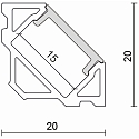 Aluminum Corner Profile 3 OP, 200cm, for LED Strips up to 1.4cm width